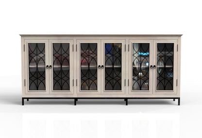 Randolph 100" 6 Door Glass Front Sideboard - New White Wash