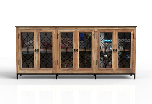 Randolph 100" 6 Door Glass Front Sideboard - Natural