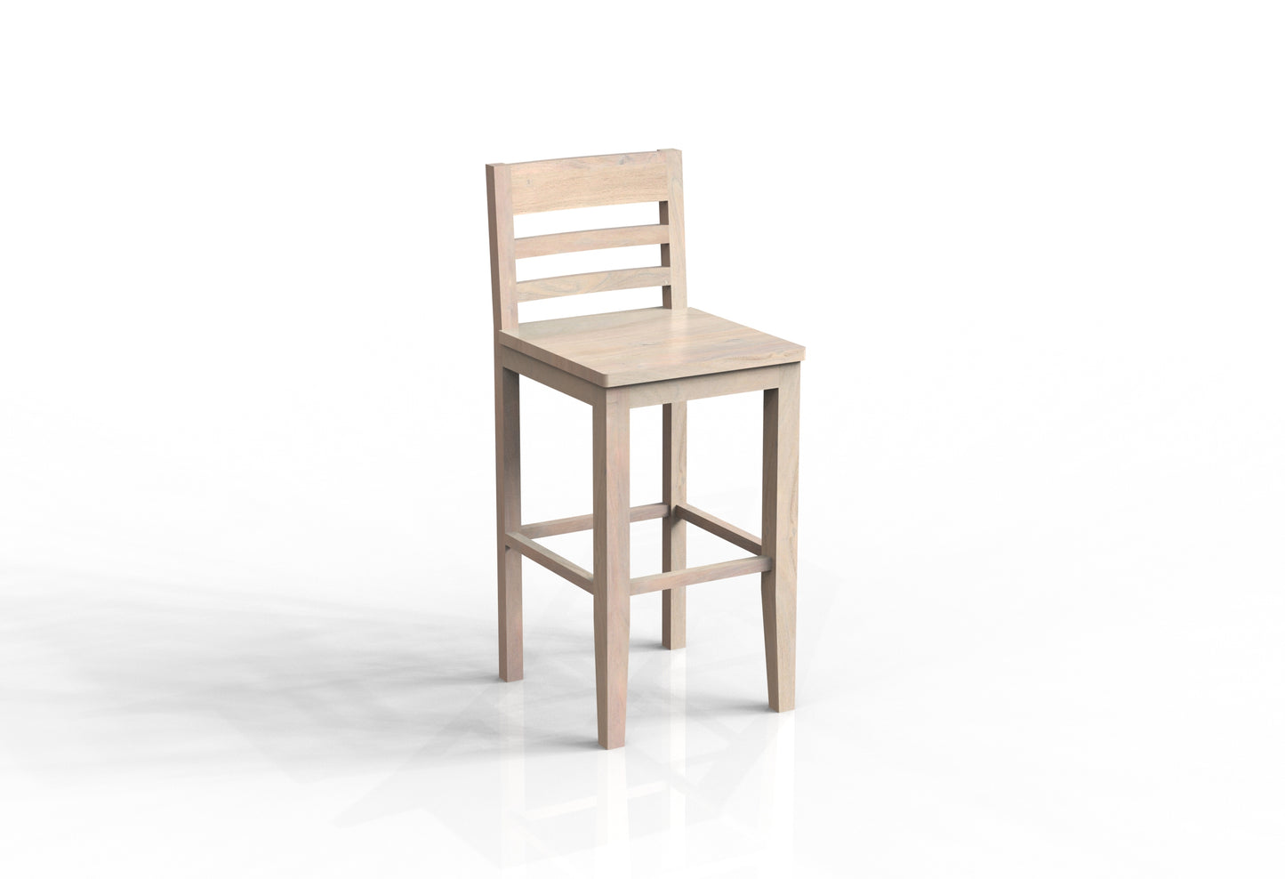 Malcolm Acacia Ladderback Bar Stool - New White Wash