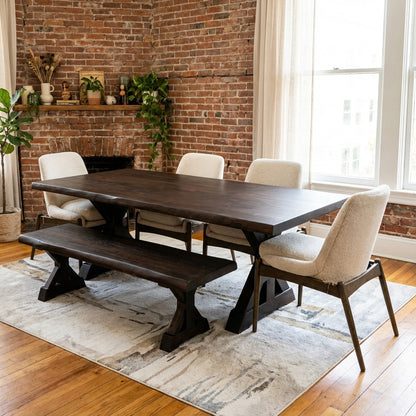 Bartholomew 84" Teak Live Edge Dining Table - Natural + Black