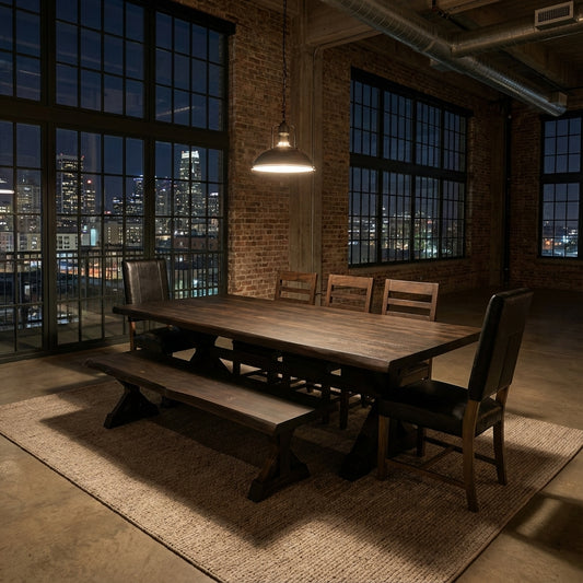 Bartholomew 96" Teak Live Edge Dining Table - Natural + Black