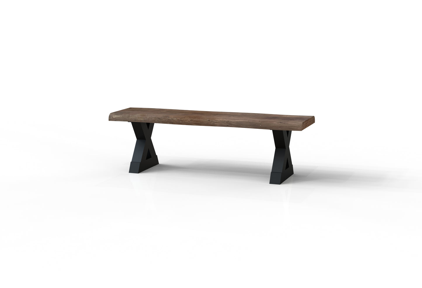 Malcolm 60" Acacia Live Edge Dining Bench - Natural + Smoke