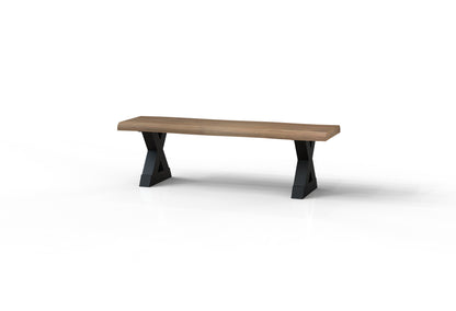 Malcolm 60" Acacia Live Edge Dining Bench - Natural + Gray