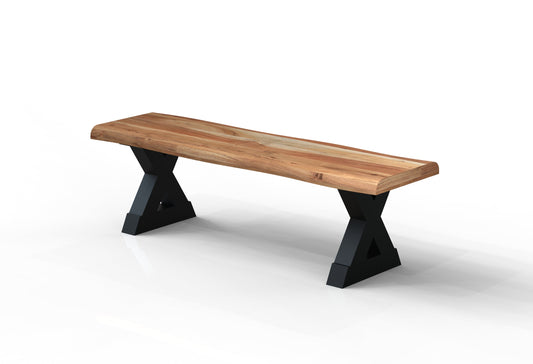Malcolm Acacia 60″ Live Edge Dining Bench — Natural