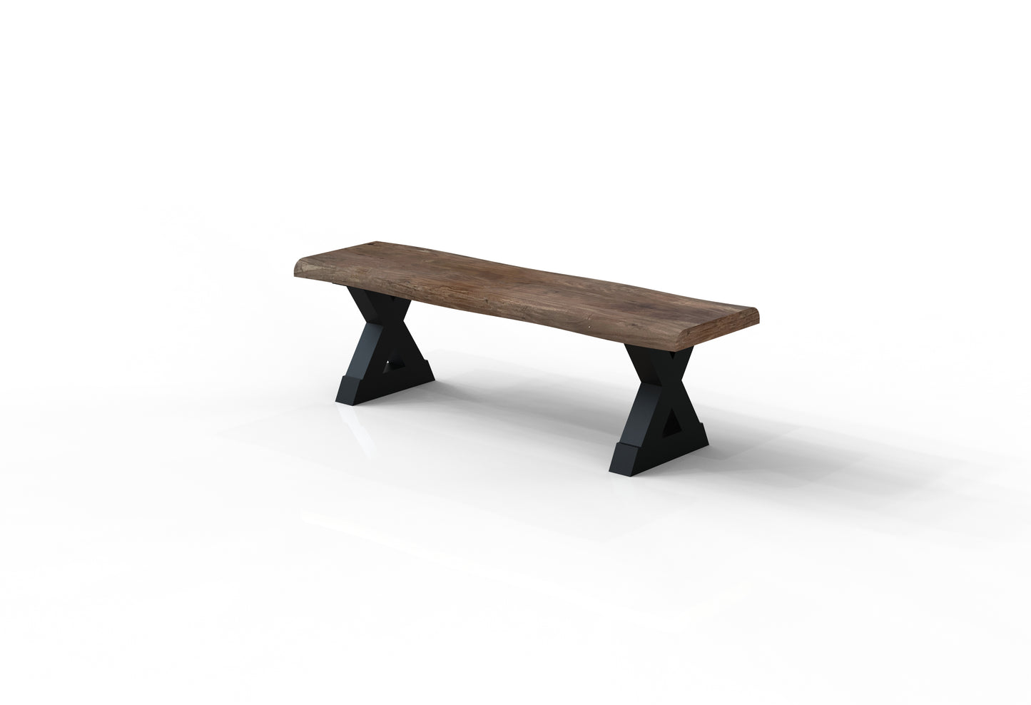 Malcolm 60" Acacia Live Edge Dining Bench - Natural + Smoke