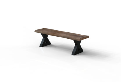 Malcolm 60" Acacia Live Edge Dining Bench - Natural + Smoke