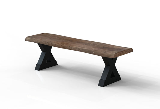 Malcolm Acacia 60″ Live Edge Dining Bench — Smoke