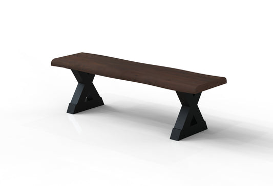 Malcolm Acacia 60″ Live Edge Dining Bench — Black