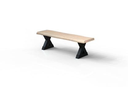 Malcolm 60" Acacia Live Edge Dining Bench - New White Wash