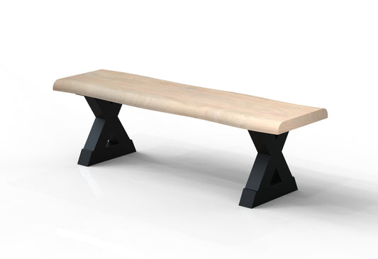 Malcolm Acacia 60″ Live Edge Dining Bench — White Wash