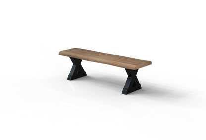 Malcolm 60" Acacia Live Edge Dining Bench - Natural + Gray