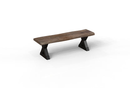 Malcolm 60" Acacia Live Edge Dining Bench - Natural + Smoke
