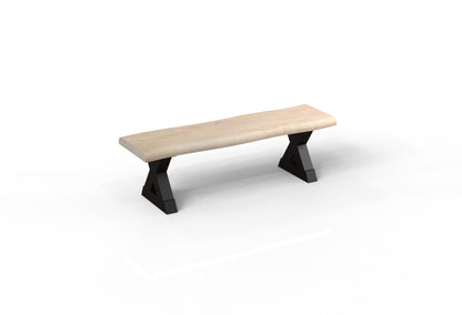 Malcolm 60" Acacia Live Edge Dining Bench - New White Wash