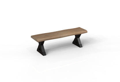 Malcolm 60" Acacia Live Edge Dining Bench - Natural + Gray