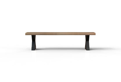 Malcolm 72" Acacia Live Edge Dining Bench - Natural + Gray