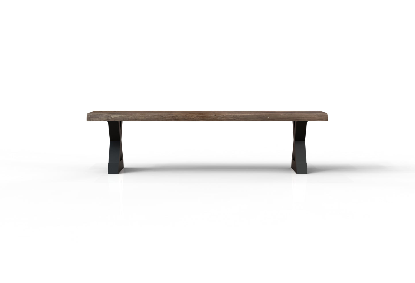 Malcolm 72" Acacia Live Edge Dining Bench - Natural + Smoke