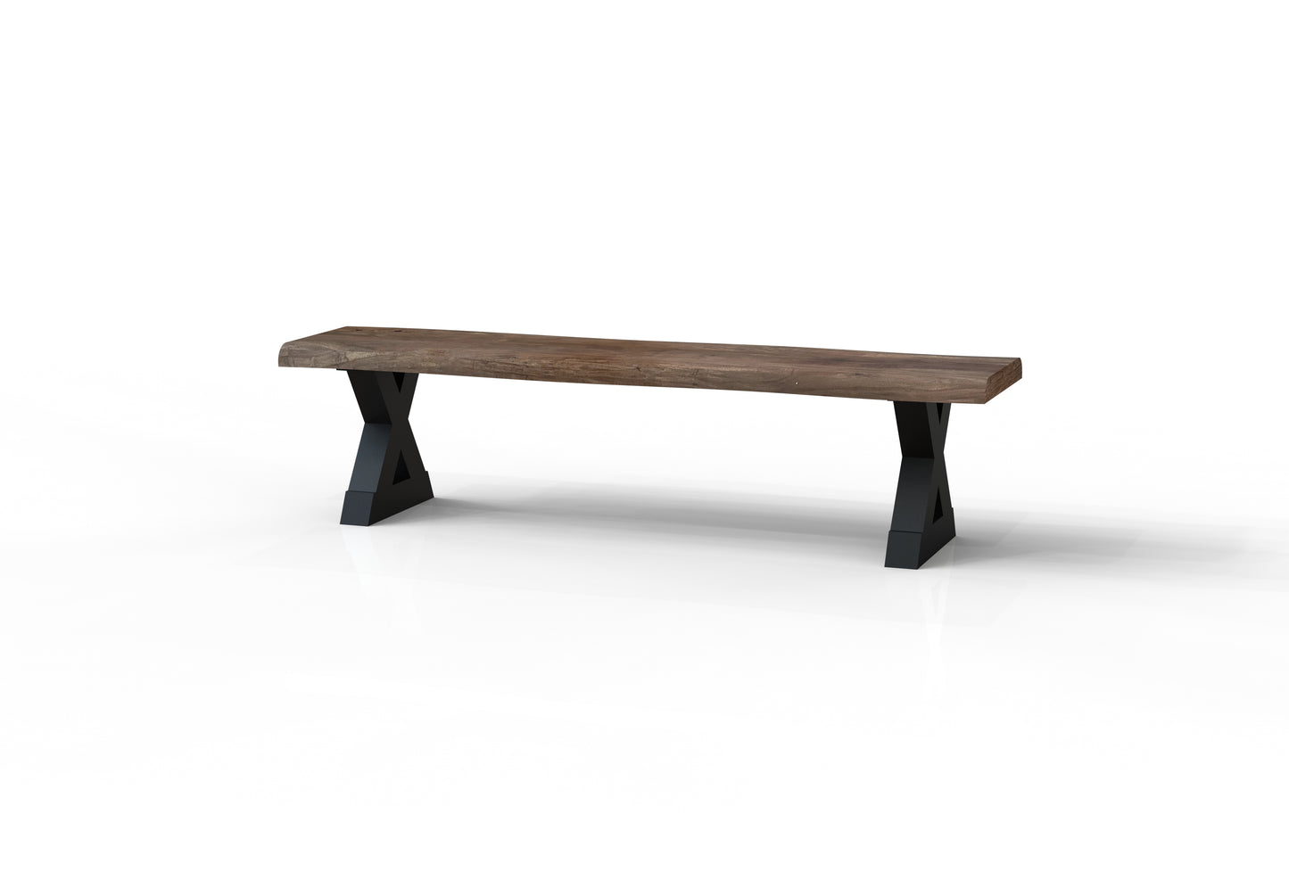 Malcolm 72" Acacia Live Edge Dining Bench - Natural + Smoke