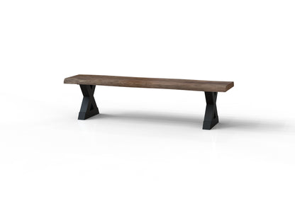 Malcolm 72" Acacia Live Edge Dining Bench - Natural + Smoke