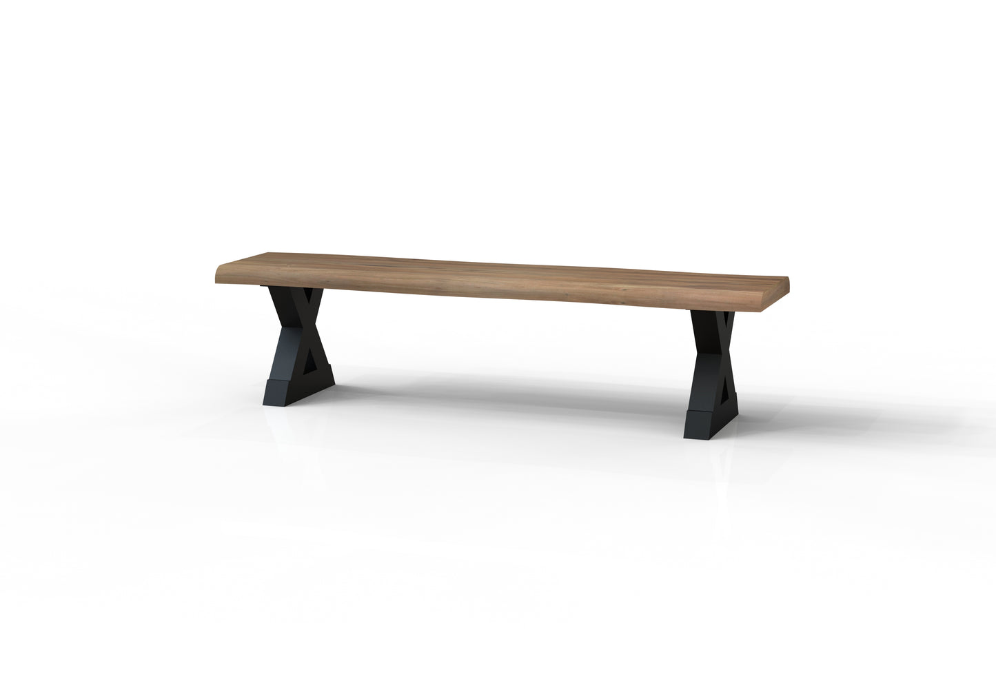 Malcolm 72" Acacia Live Edge Dining Bench - Natural + Gray