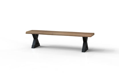 Malcolm 72" Acacia Live Edge Dining Bench - Natural + Gray