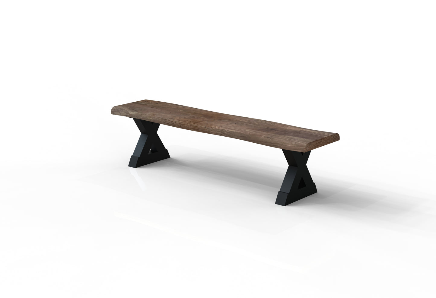 Malcolm 72" Acacia Live Edge Dining Bench - Natural + Smoke