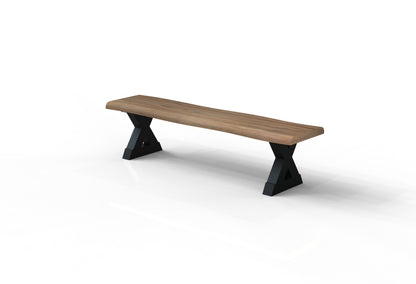 Malcolm 72" Acacia Live Edge Dining Bench - Natural + Gray