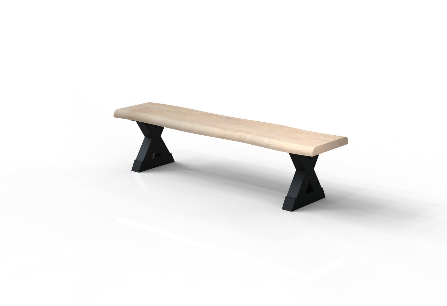 Malcolm 72" Acacia Live Edge Dining Bench - New White Wash