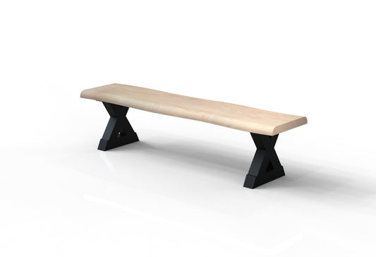 Malcolm Acacia 72″ Live Edge Dining Bench — White Wash
