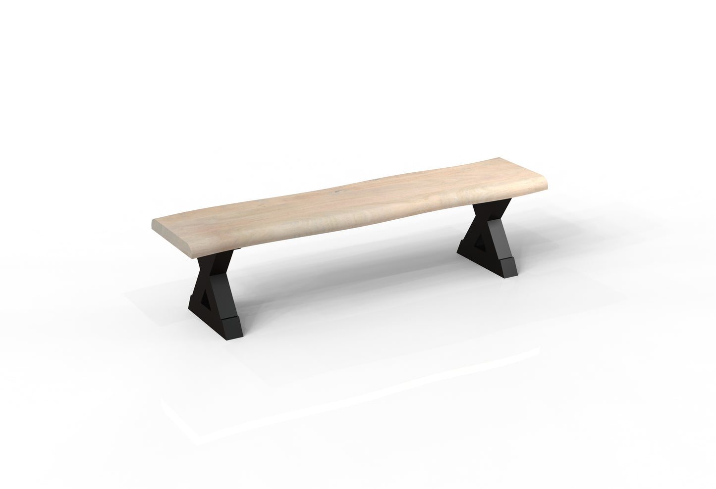Malcolm 72" Acacia Live Edge Dining Bench - New White Wash