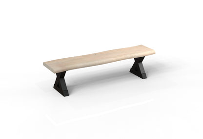 Malcolm 72" Acacia Live Edge Dining Bench - New White Wash