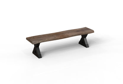 Malcolm 72" Acacia Live Edge Dining Bench - Natural + Smoke