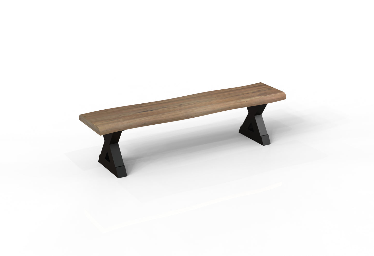 Malcolm 72" Acacia Live Edge Dining Bench - Natural + Gray
