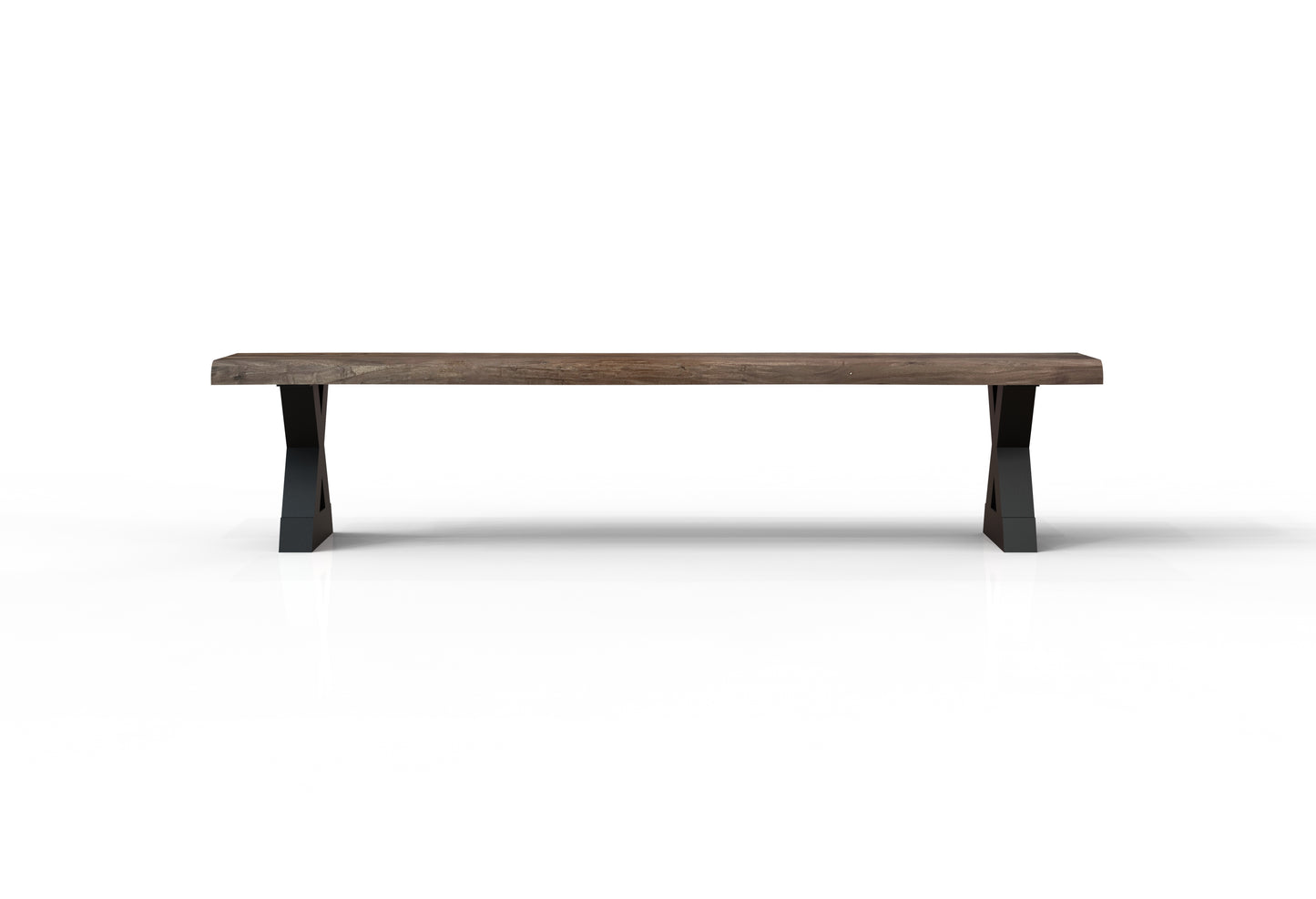 Malcolm 84" Acacia Live Edge Dining Bench - Natural + Smoke
