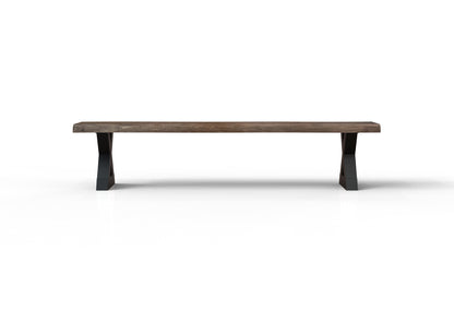 Malcolm 84" Acacia Live Edge Dining Bench - Natural + Smoke
