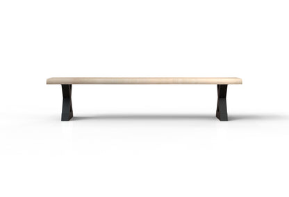 Malcolm 84" Acacia Live Edge Dining Bench - New White Wash