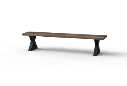 Malcolm 84" Acacia Live Edge Dining Bench - Natural + Smoke