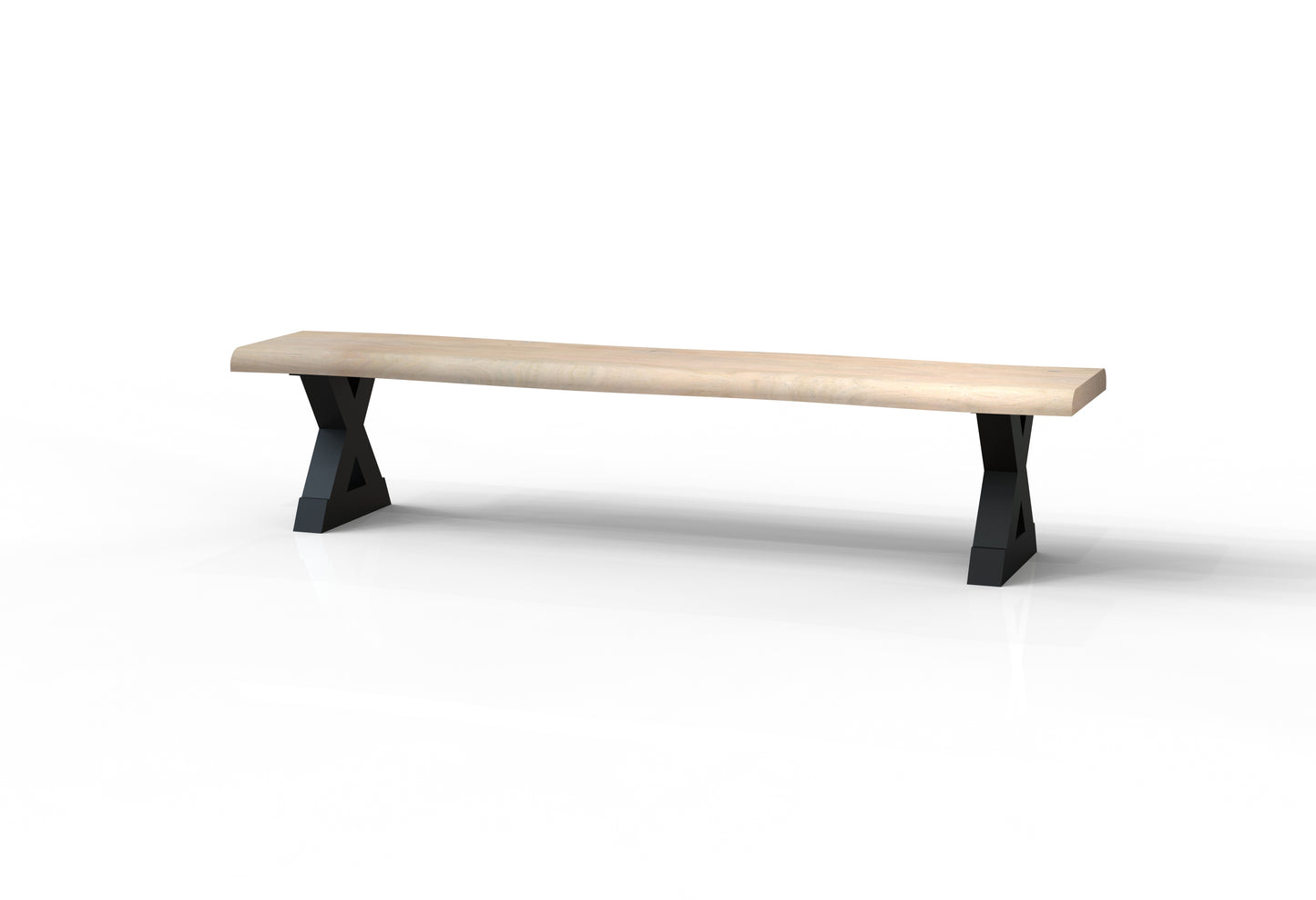 Malcolm 84" Acacia Live Edge Dining Bench - New White Wash