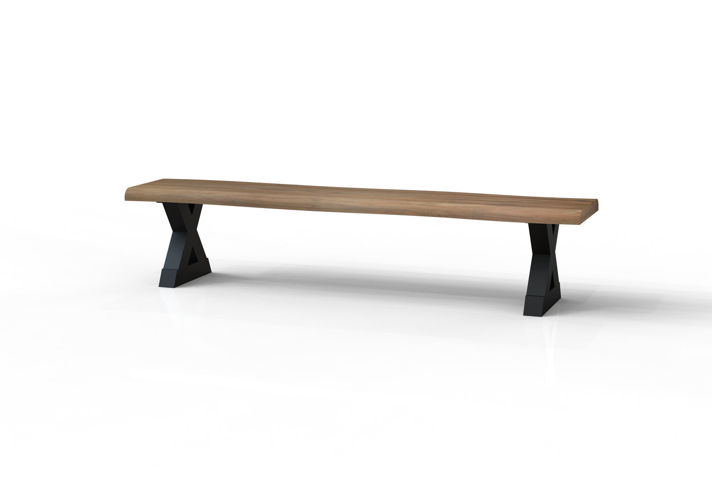 Malcolm 84" Acacia Live Edge Dining Bench - Natural + Gray