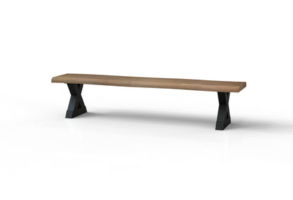 Malcolm 84" Acacia Live Edge Dining Bench - Natural + Gray