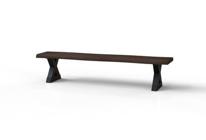 Malcolm 84" Acacia Live Edge Dining Bench - Natural + Black