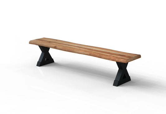 Malcolm Acacia 84″ Live Edge Dining Bench — Natural