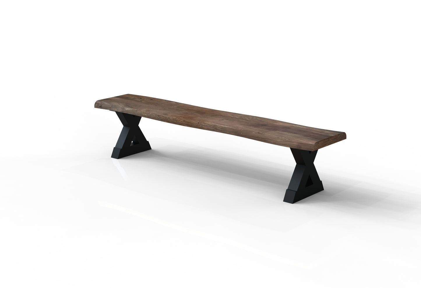 Malcolm 84" Acacia Live Edge Dining Bench - Natural + Smoke