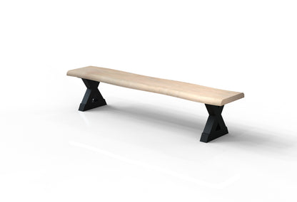 Malcolm 84" Acacia Live Edge Dining Bench - New White Wash