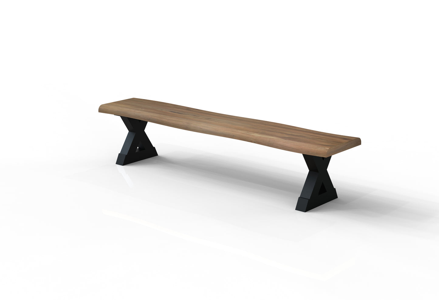 Malcolm 84" Acacia Live Edge Dining Bench - Natural + Gray