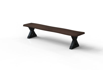 Malcolm 84" Acacia Live Edge Dining Bench - Natural + Black