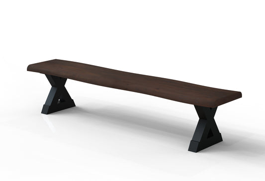 Malcolm Acacia 84″ Live Edge Dining Bench — Black