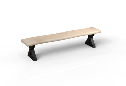 Malcolm 84" Acacia Live Edge Dining Bench - New White Wash