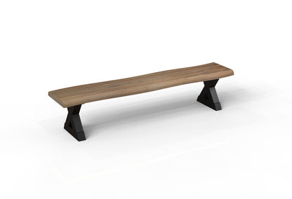 Malcolm 84" Acacia Live Edge Dining Bench - Natural + Gray