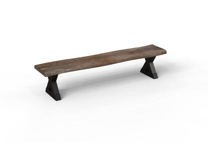 Malcolm 84" Acacia Live Edge Dining Bench - Natural + Smoke