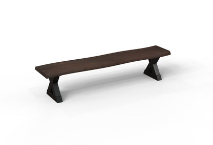 Malcolm 84" Acacia Live Edge Dining Bench - Natural + Black